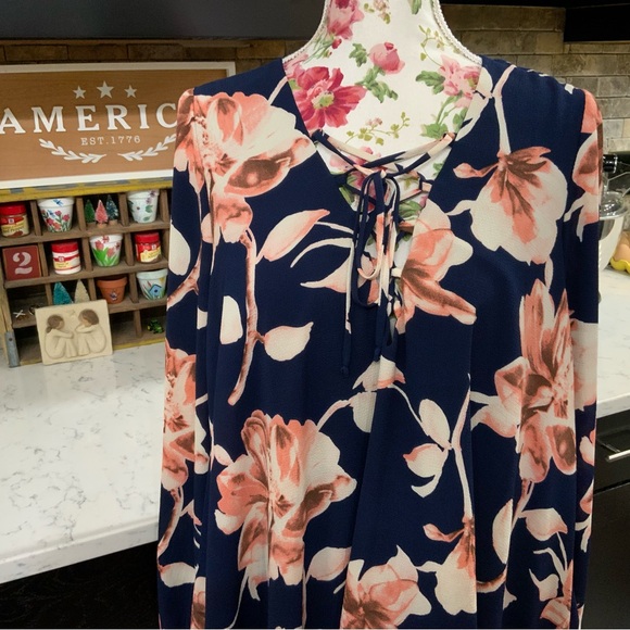 Show Me Your Mumu Sz Small Thunder Bird Dress Floral Mini Navy Blue Pink Lined - Picture 2 of 14